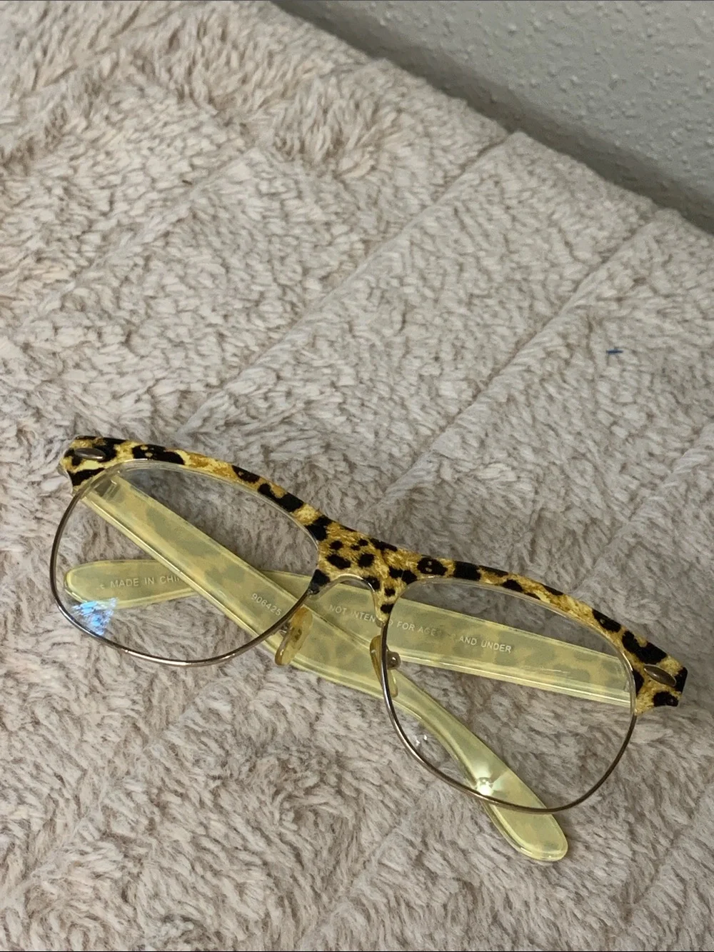 Leopard Print Half-Rim Women's Glasses - Yellow